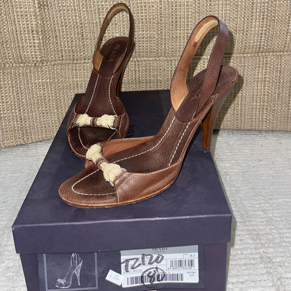 Prada open toe slingback heels